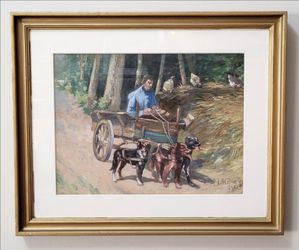 Johannes van Halteren Belgian Realism Signed Oil on Paper Landscape 30x26 Framed