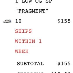 Travis Scott X Fragment Jordan 1 Low