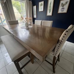 Solid Wood Dining Table Set – Seats 6 (Table, Bench & Chairs)