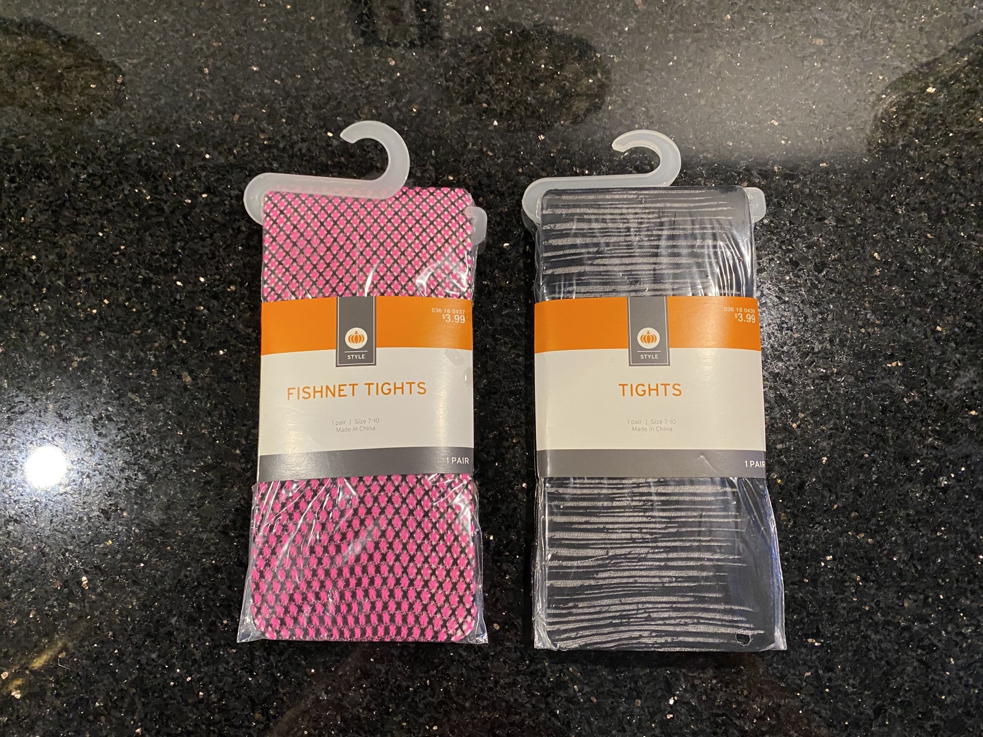 2-Pairs Style Tights Size 7-10 Fishnet Pink & Striped Black