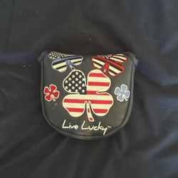Black Clover Putter Head Cover Black Red Blue White USA Flag Clover Golf