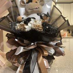 Cow Plushie With Eternal Flowers 