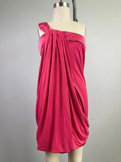 Bebe One Shoulder Draped Mini Dress bougainvillea Pink XS