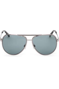 GUESS Mens Aviator Striped Metal Sunglasses