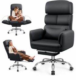 NEW Executive Office Chair with Footrest – Ergonomic PU Leather Reclining Chair