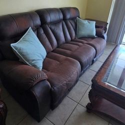 Leather Sofa/Couch Plus Armchair Set