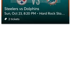 One Ticket Available For The Miami Pittsburgh Football Game Sunday Night