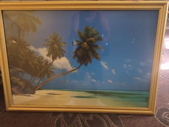 Tropical Beach Scene Framed Wall Art