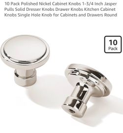 1 3/4” round polished nickel cabinet hardware