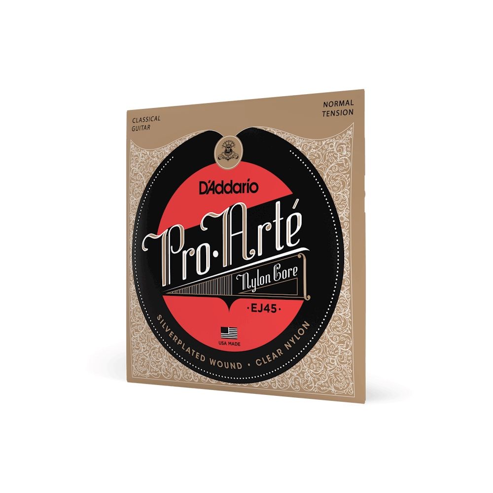 D'Addario EJ45 Pro-Arte Nylon Classical Guitar Strings, Normal Tension – Nylon Core Basses, Laser Selected Trebles - Offers Balance of Volume and Comf