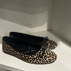 Nori Leopard Print Calf Hair Ballet Flat