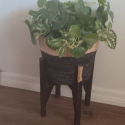 Plant Stand  With Faux Plant 