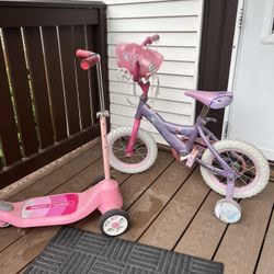Huffy Kids Princess Bike And Scooter Set