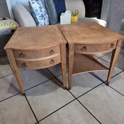Vintage side tables with wheels