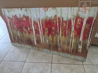 Large Autumn Birch Tree Canvas Wall Art