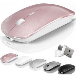 Bluetooth Wireless Mouse for MacBook Air Mac Pro Laptop PC Pad Optical Rechargeable Silent Mouse with Jiggler Mode Dual Mode Switch Mouse Bluetooth 5.
