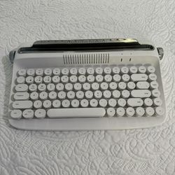 Wireless Keyboard, Typewriter Style, Aesthetic, White, Bluetooth
