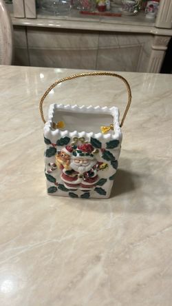 Christmas Ceramic Santa Claus Napkin Holder Candy Novelty Container