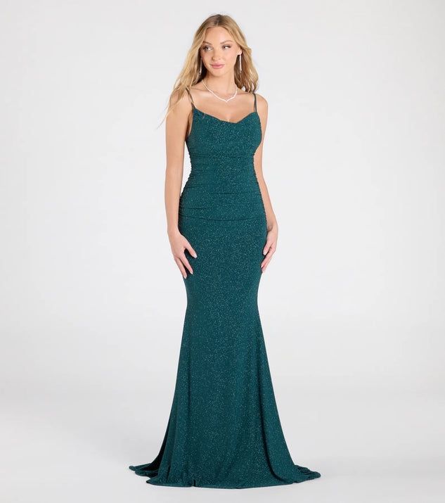 Windsor Corrina Cowl Neck Mermaid Glitter Formal Dress