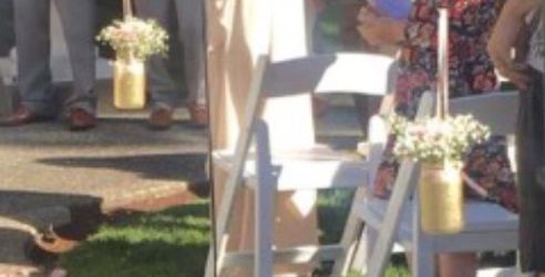 Gold with pink ribbon jars