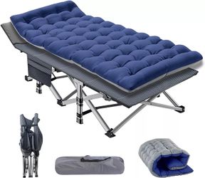 Folding Camping Cot Double Layer Oxford Sleeping Cots with Mattress, Carry Bag