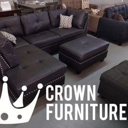 Espresso Sectional With Ottoman 