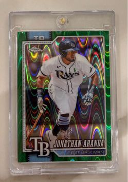 Topps 2026 Chrome Jonathan Aranda Tampa Bay Rays #174 Green Raywave Refractor/99
