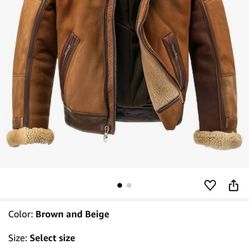 Real Leather Bomber Jacket. 