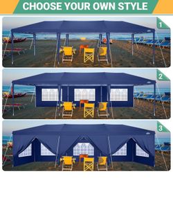 10 x 30 ft Party Tent Pop-Up Party Tent, Waterproof, UPF 50+, Commercial Event Tent