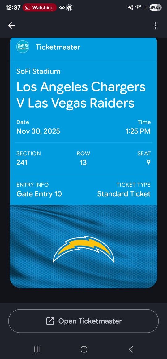 Raiders Vs Chargers TIXS