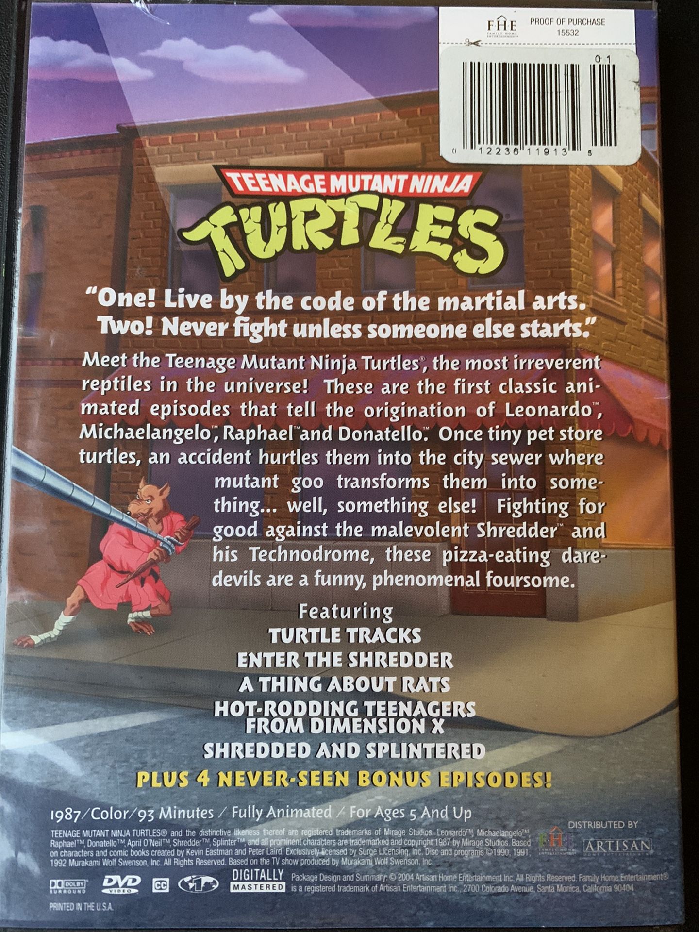 TEENAGE MUTANT NINJA TURTLES (DVD) + 4 Never-Seen Bonus