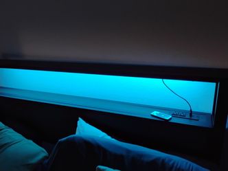 Queen platform bedframe with LED lights