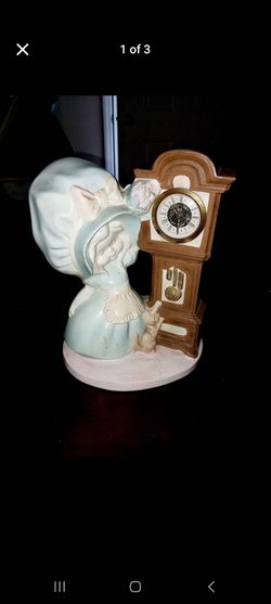 Vintage Byron Molds Girl Bonnet Grandfather Clock