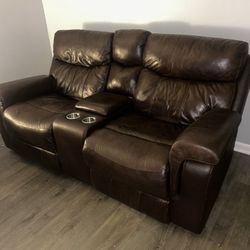 Broyhill Recliner & Hickory White Sofa