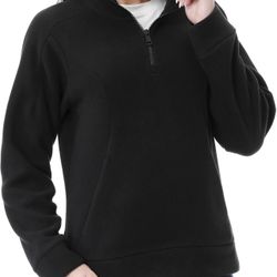 Fleece Pullover Women Quarter Zip Casual 1/4 Zip Sweatshirts for Women Warm Coats with Pockets,S-XXL
