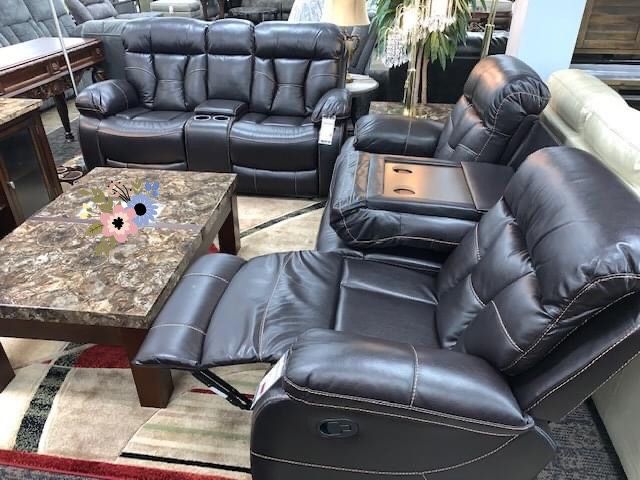Dallas Black 3 Piece Reclining Living Room Set / couch /Sofa and Loveseat