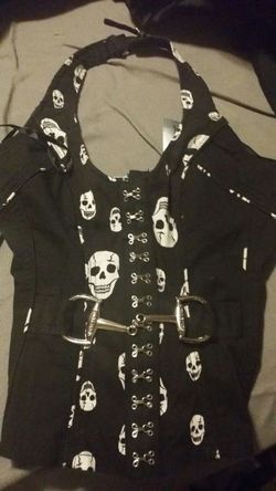 Hot topic brand new skull corset top
