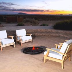 Brand New Teak Outdoor Deep Seated Club Chair With Sunbrella Outdoor Cushions 