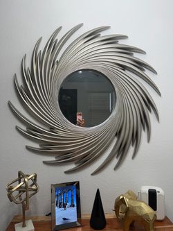 Large Silver Sunburst Swirl Wall Mirror