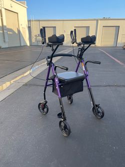 Walker with Seat, Foldable Lightweight Walkers for Seniors 4 Wheel Heavy-Duty