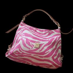 Dooney & Bourke Pink Zebra Print Bag RARE very Nice FUN bag! Leather Straps