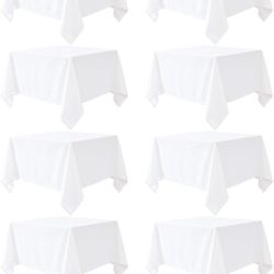 8 Packs White Table Cloth 54x54 Inch For Square Tables, Wrinkle Resistant Polyester Fabric Tablecloth Washable Rectangular Table Covers For Dining Wed