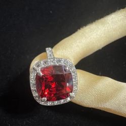 Red Cushion Halo Cocktail Ring 