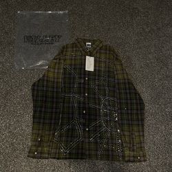 Valley Rhinestone Plaid Flannel Shirt Size Medium