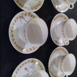 Corelle Golden Butterfly Tea Cups and Saucer Set