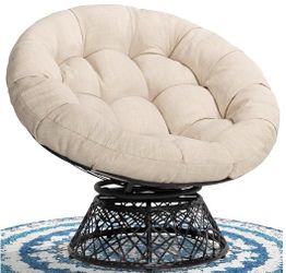Papasan Outdoor & Indoor Chair - Black Frame and Sand (Light Brown) Cushion