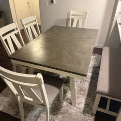 Ashley Dining Table Set with Extension Leaf – 6 Piece