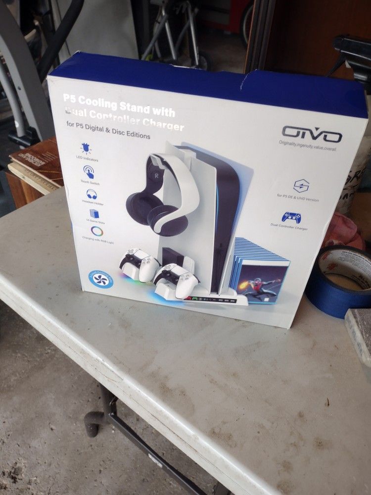 $20 Soporte Ps5 Y Cargador De Controles 3 Level Cooling Fans