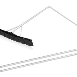 Flat Roof Snow Rake, 4.8-16FT Aluminum Detachable Angled Snow Roof Rake for Trucks, Travel Trailers, Motorhome, RV's Flat Rooftops, 24" Plastic Blade