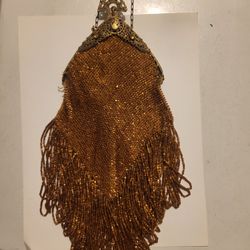 1900s Gold Beaded Evening Handbag